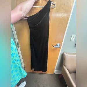 Azazie Black Asymmetrical One-Shoulder Cocktail Dress